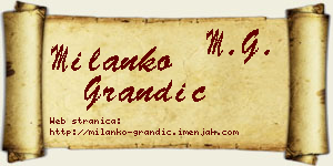 Milanko Grandić vizit kartica